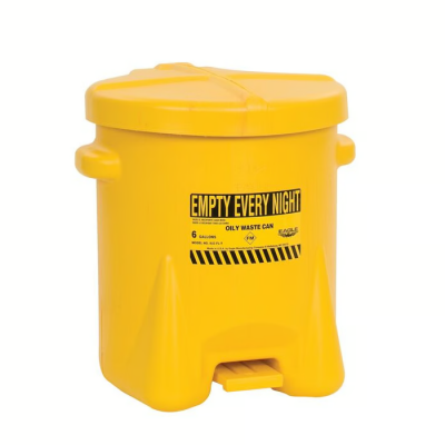 EAGLE 6 GAL POLY OILY WASTE CAN, YELLOW